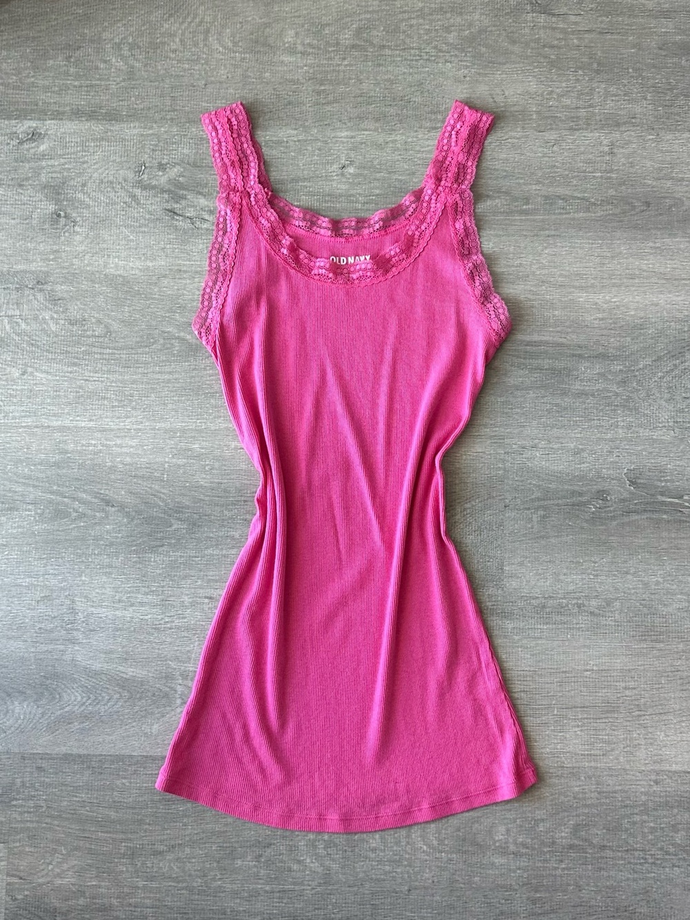 Y2K Old Navy Pink Lace-Trim Tank Top - Women's